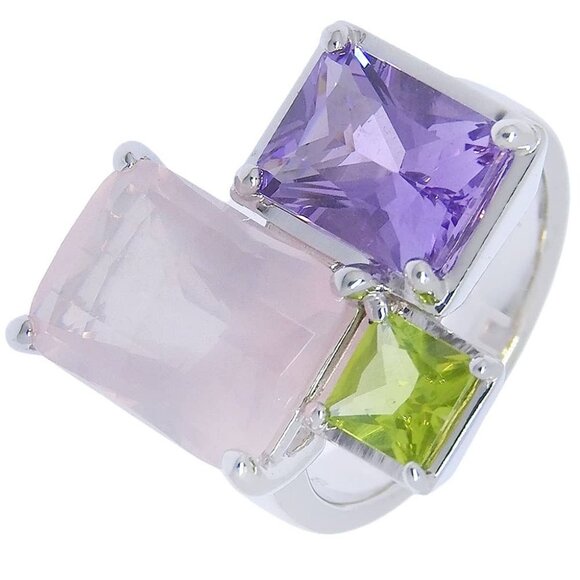 TASAKI Relaxed and elegant Ring K18 white gold/amethyst/Rose Quartz/Perido... - Picture 1 of 6